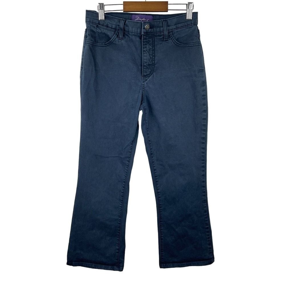 NYDJ Flared Pants Womens Size 4 Blue Lift Tuck Slimming Relaxed Fit Casual Chic‎